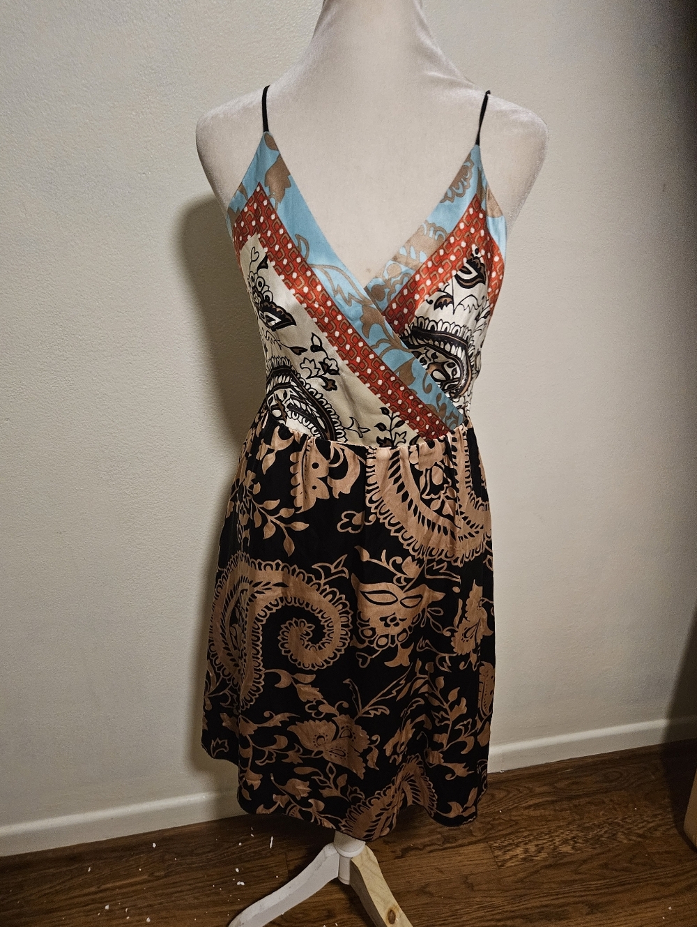 Vintage '90s Y2K Silk Paisley Sundress Cocktail Dress Small Single Dress